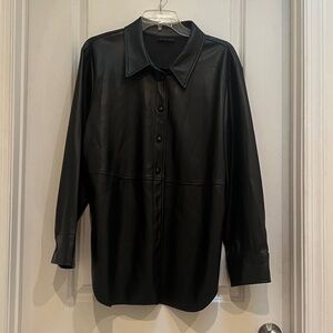 Faux Leather Over Shirt - No Size tag (fits like L)